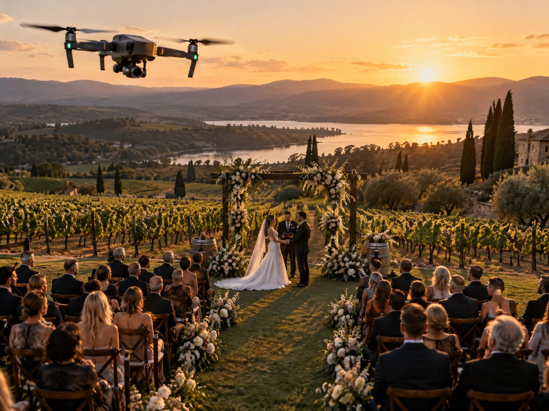 Drone photo illustrating: Wedding Drone Videography Checklist